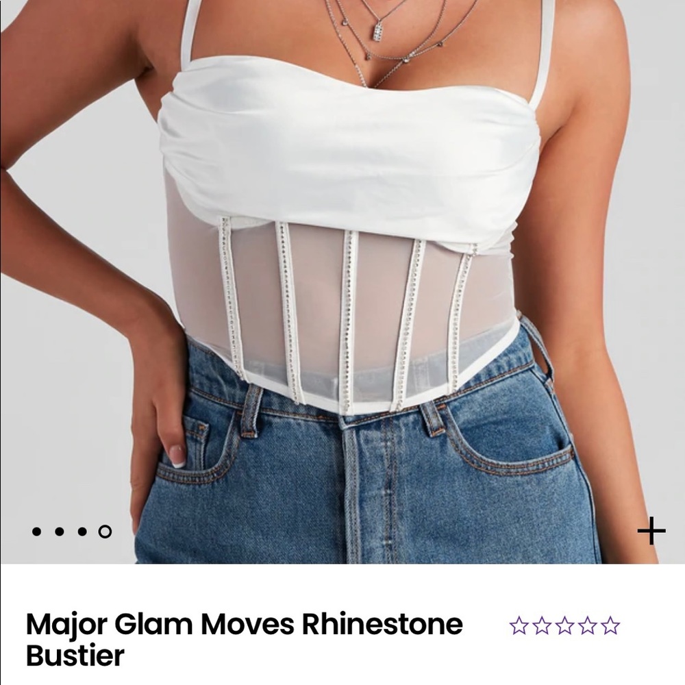 NEVER BEEN WORN Bustier Top rhinestones Small white